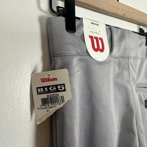 NWT Wilson Youth Sports Athletic Uniform Gear Light Grey Baseball Pants Medium - Picture 5 of 8